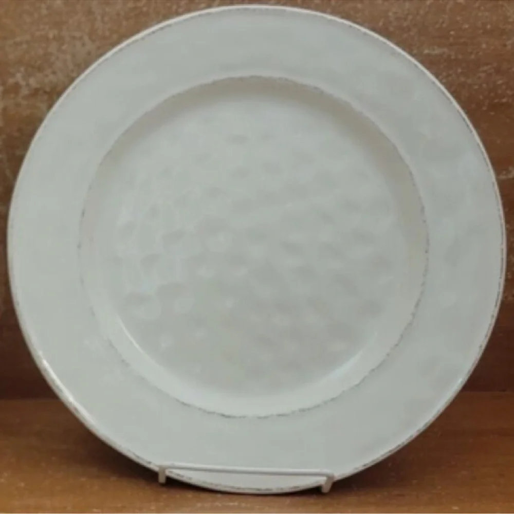 Pier 1 Martillo Stoneware 11” Dinner Plates Replacements White Cream Set of 2
